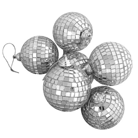 - 6ct Silver Splendor Mirrored Glass Disco Ball Christmas Ornaments 2.75