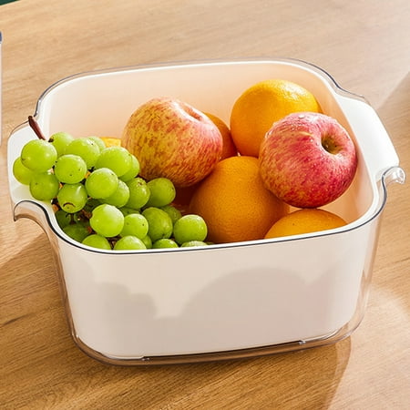 

Black and Friday Deals 50% Off Clear Dealovy Double Layer Drains Basket with Cover Kitchen Fruit And Vegetable Basket Household Portable Vegetable Washing Basin Picnic Basket