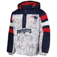 thumbnail image 2 of Men's Starter White/Navy New England Patriots Thursday Night Gridiron Raglan Half-Zip Hooded Jacket, 2 of 4
