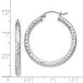 thumbnail image 2 of Primal Silver Sterling Silver Rhodium-plated Diamond-cut 3x30mm Hoop Earrings, 2 of 5