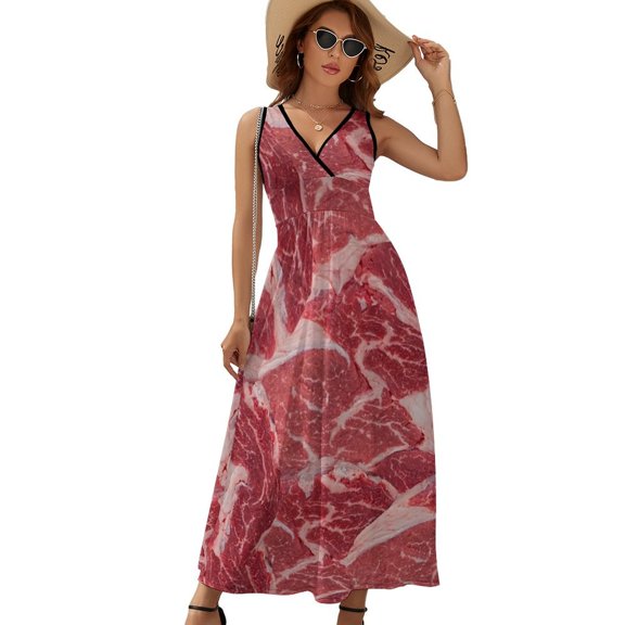 Meat Sleeveless Dress Dresses Women Summer Evening Dresses Ladies Bohemia Long Dresses