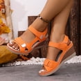 thumbnail image 6 of Hinvhai Wedge Sandals Women Comfortable Sandals for Women Dressy Summer Ankle Velcro Open Toe Platform Wedges Shoes Orange 5.5(36), 6 of 9