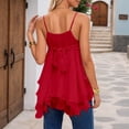 thumbnail image 2 of Rggeeun Women Tank Tops Flowy Camisole Spaghetti Strap V Neck Loose Solid Color With Layered Ruched Ruffle For Summer Daily Wear Delicate Sleeveless,Red,Xl, 2 of 7