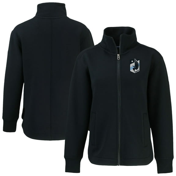 Women's-Cutter & Buck Black Minnesota United FC Roam Eco Full-Zip Recycled Jacket