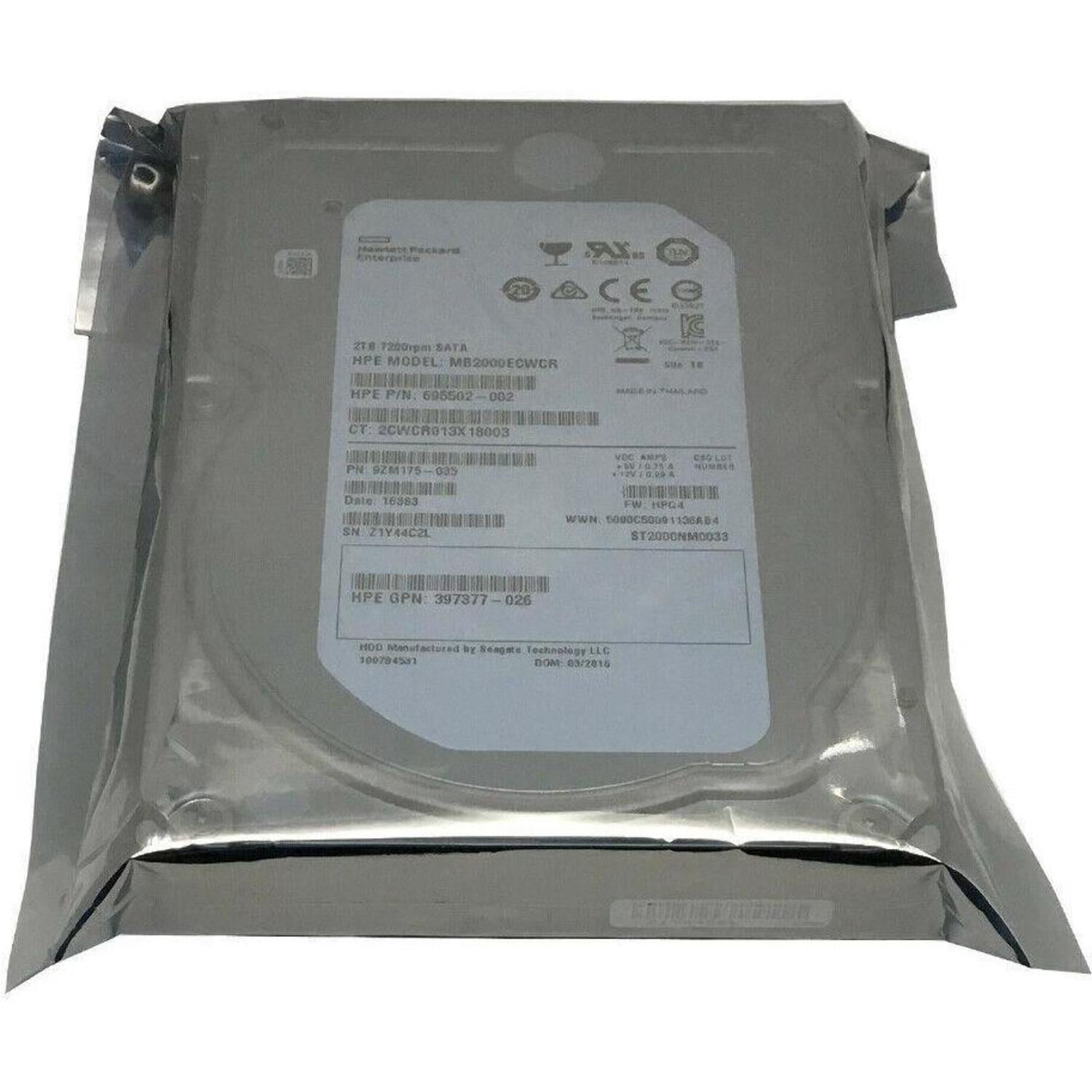 HP / Seagate 2TB ST2000NM0033 7200RPM 128MB Cache SATA 6Gb/s 3.5" Enterprise HDD 763649030042