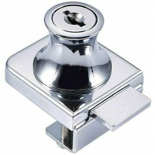 Cerradura de puerta de vidrio, cerradura de acero cromado, cerradura de puerta de vidrio, cerradura de puerta de vidrio Cerradura de vitrina para puerta de vidrio Broca de 5-8 mm con 2 llaves