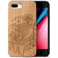 thumbnail image 1 of Case Yard Wooden Case Outside Soft TPU Silicone Slim Fit Shockproof Wood Phone Cover for Girls Boys Men and Women Supports Wireless Charging Hibiscus & Koi Fish Design case for iPhone-8-Plus, 1 of 7