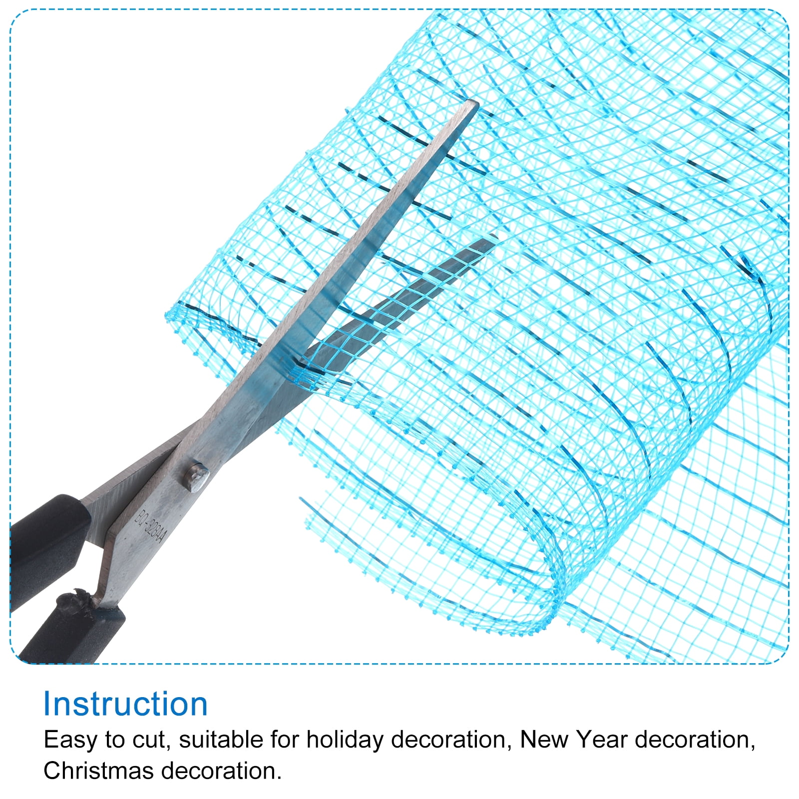 3pcs Decorative Mesh, 10 Inch x 10 Yard Decorative Mesh Ribbon Roll Foil Metallic for Christmas Tree,Blue