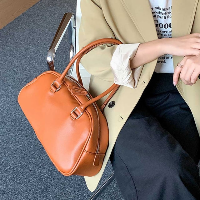 Bolso Satchel para mujer, bolso elegante de cuero PU para axila, bolso de oficina diario para mujer de Color sólido