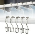 thumbnail image 5 of Travelwant 5/10/15/20Pcs Shower Curtain Rings, Rust-Resistant Metal Double Shower Hooks for Curtain Rolling Shower Curtain Hooks Rings Shower Rings for Bathroom Shower Curtain Rod , Nickel, 5 of 7