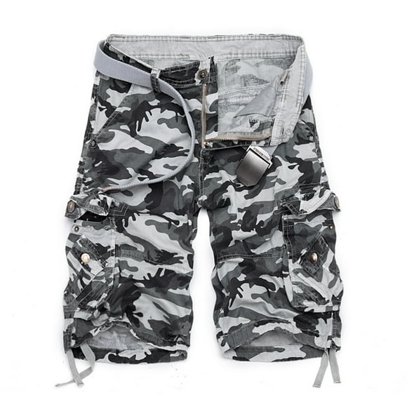 Ketyyh-chn99 Mens Cargo Pants Relaxed Fit Comfort Stretch Shorts Work Wear Combat Safety Cargo Pocket Full Pants White,32