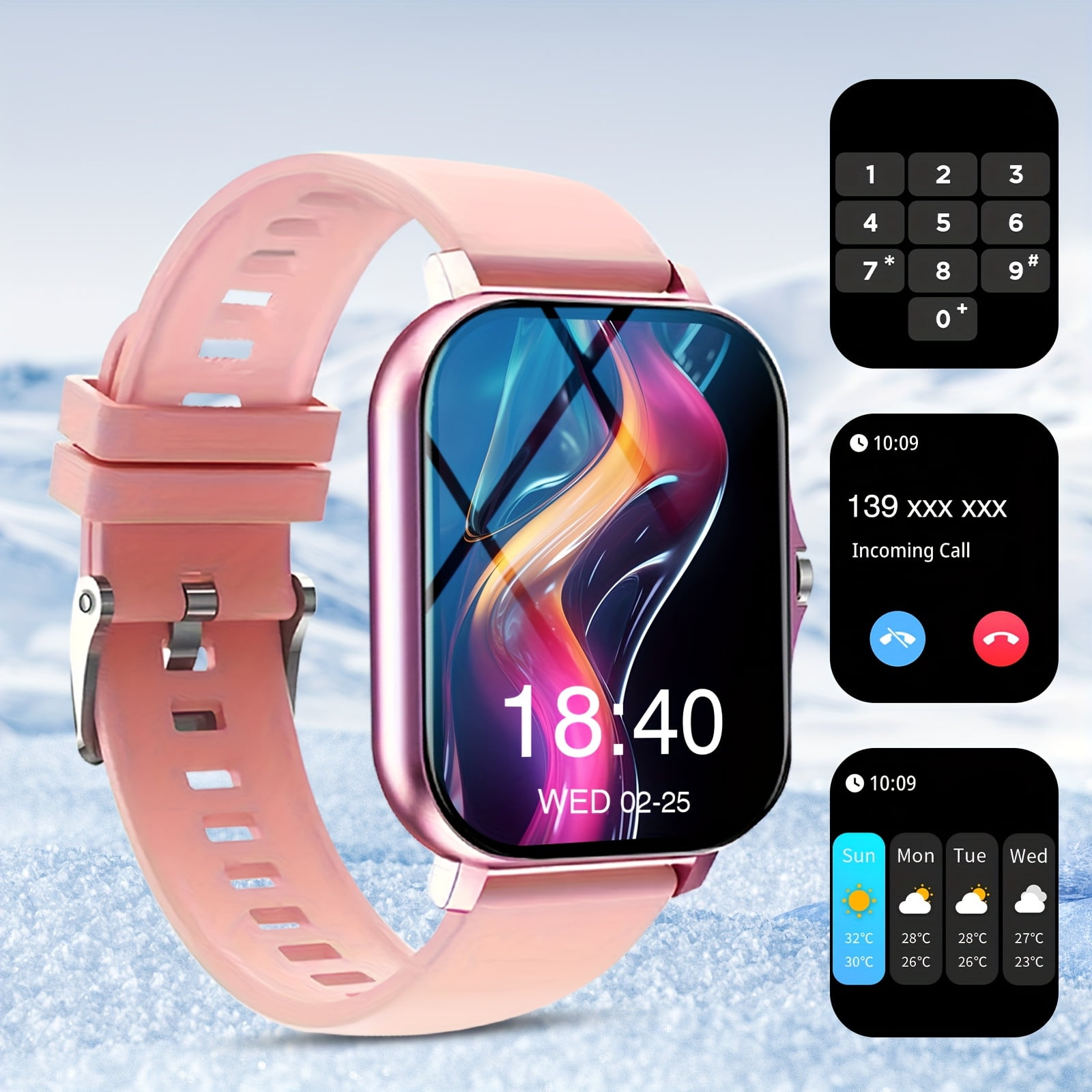 Smart Watch for Men & Women with Bluetooth Calls, 1.7" Touchscreen, Fitness Tracker (Heart Rate/Sleep Monitor), 100+ Sports Modes, 7-Day Battery, iPhone/Android Compatible, Metallic Design