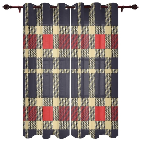 Classic Plaid Modern Stripes Window Curtain Bedroom Living Room Window Drapes Kitchen Decoration Blinds Curtain