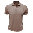 thumbnail image 5 of Yaoyar Mens Textured Knit Polo Shirts Short Sleeve Regular Fit Stretchy Golf Shirts Solid Casual Button Tees Stylish Tops, 5 of 6