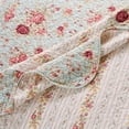 thumbnail image 4 of Juego de ropa de cama Benzara Queen, colcha de algodón de 3 piezas, color azul rosa, 4 of 6