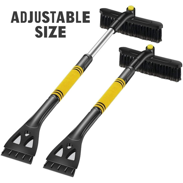Alder Fast & Efficient Use with Lock-In Push Button 31 inch Extendable Car Snow Brush with Ice Scraper, 360 Degree Rotation Scratch-Free Snow Removal