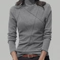 thumbnail image 2 of WRKEKC Long Sleeve Tops for Women Solid Color Mock Neck Ribbed Knit Top Slim Fit Stretchy Casual Fall Winter Layering T-Shirt, 2 of 5