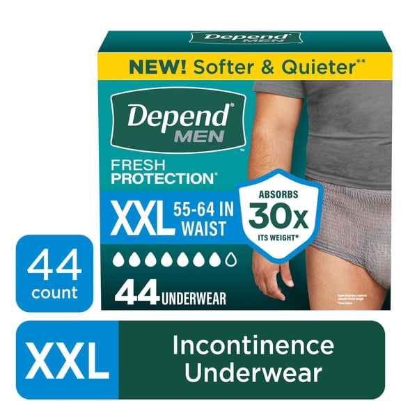 Depend Fresh Protection Incontinence Underwear for Men, Adult Diapers, XXL, 44 Count