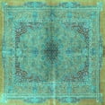 thumbnail image 1 of Ahgly Company Machine Washable Indoor Square Persian Turquoise Blue Traditional Area Rugs, 4' Square, 1 of 4