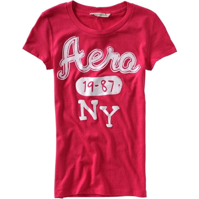 Aeropostale Aero 1987 Ny Painted Look Camiseta gráfica para mujer, rosa, XS