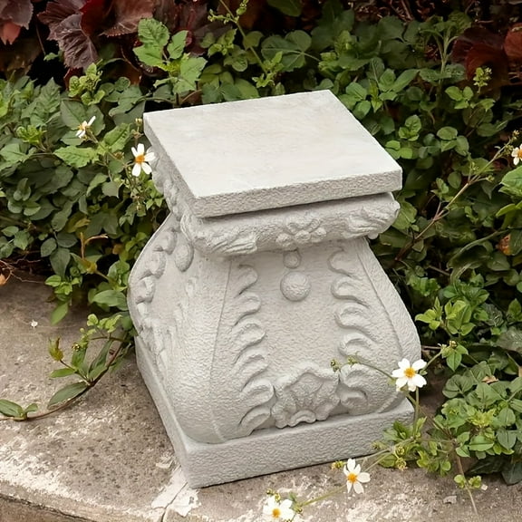 Large Classic Resin Garden Statue Base - Floral Design, Antique Stone Finish. Durable Indoor/Outdoor Decor for Yard, Patio, Home Hallway - Elegant Plinth Sculpture