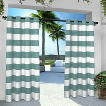 Exclusive Home Cabana Stripe Indoor/Outdoor Light Filtering Grommet Top Curtain Panel Pair, 54"x96", Teal