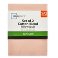 thumbnail image 4 of (2 pack) Mainstays 2-Piece 300 Thread Count Pink Blush Cotton Blend Percale Pillowcase Set, Standard/Queen, 4 of 8
