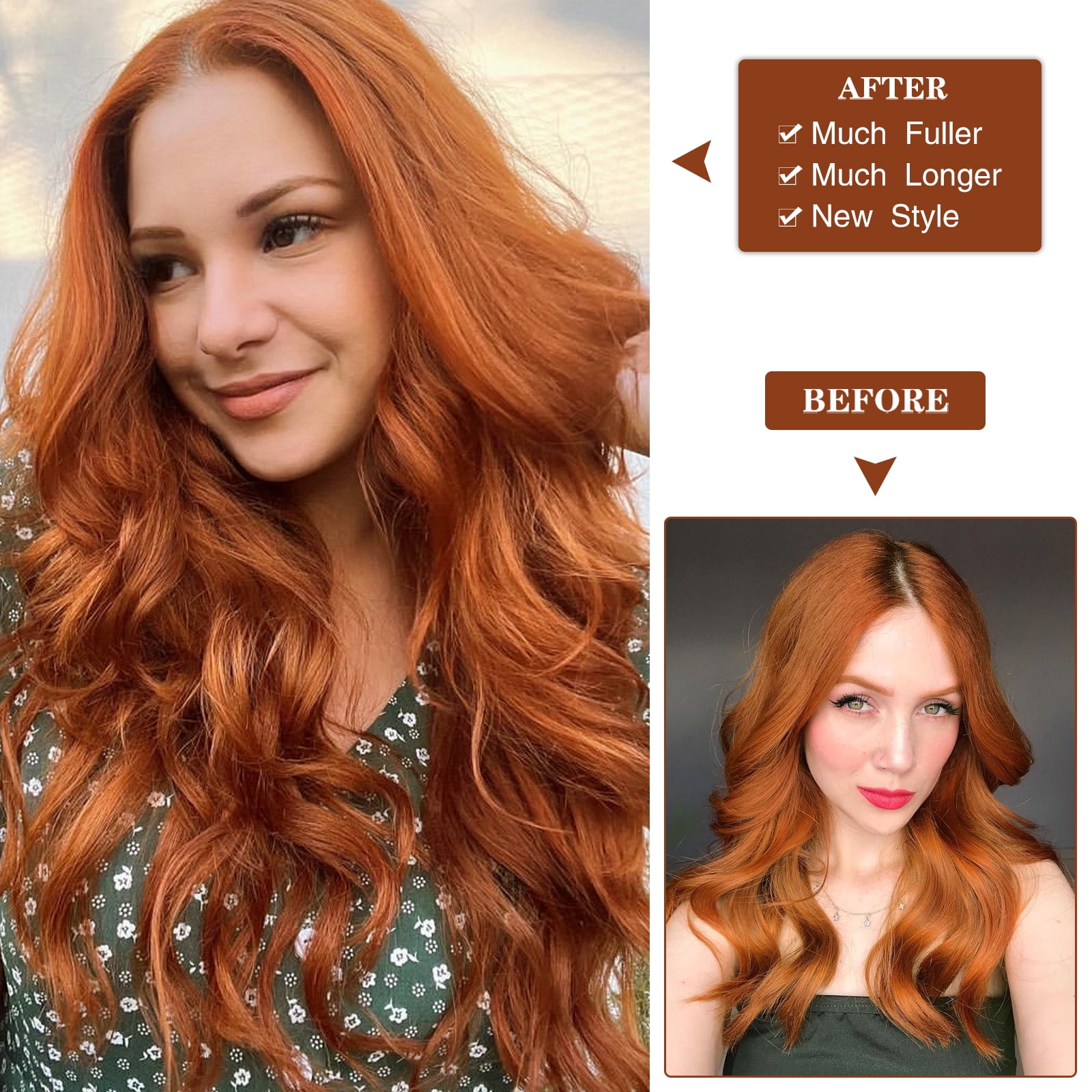MORICA Clip in Hair Extension 20 Inch 6PCS Natural Long Wavy Curly Hairpieces for Women Thick Synthetic Fiber Double Weft Hair Full Head