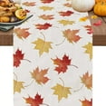 thumbnail image 4 of Linen Thanksgiving Table Runner with Pumpkin Maple Leaf Plaid Design for Harvest Holiday Party Decor, Autumn Kitchen Dining Table Centerpiece, Farmhouse Rustic Fall Decorations, Seasonal Home Accent, 4 of 6