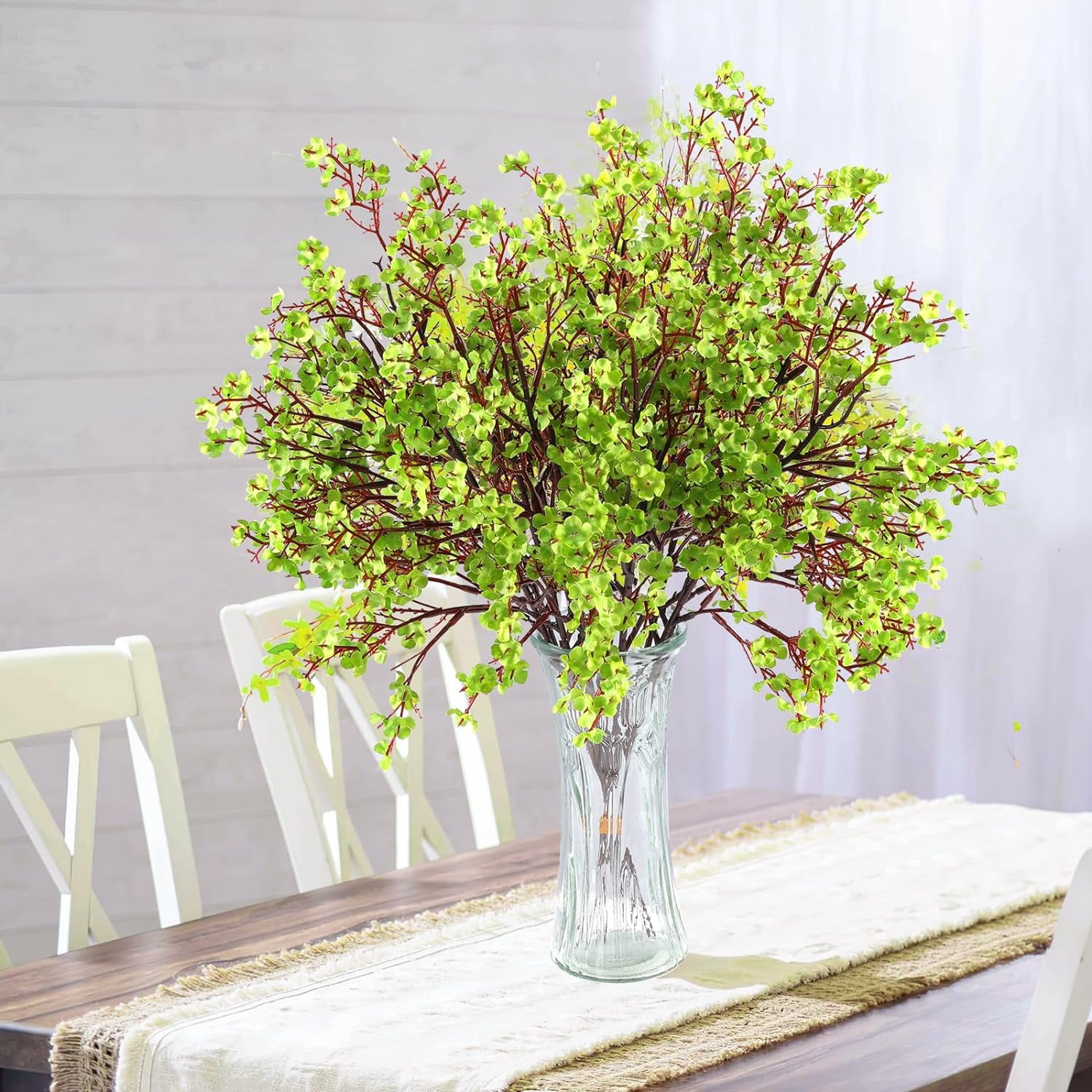 Babys Breath Green Flowers Artificial Gypsophila Flowers St. Patrick's Day Fake Silk Flowers for Home Decor Spring Floral Arrangement Table Centerpieces