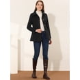 thumbnail image 3 of Abrigo de mujer con cuello ponit, gabardina de un solo pecho, gabardina Negro L, 3 of 5