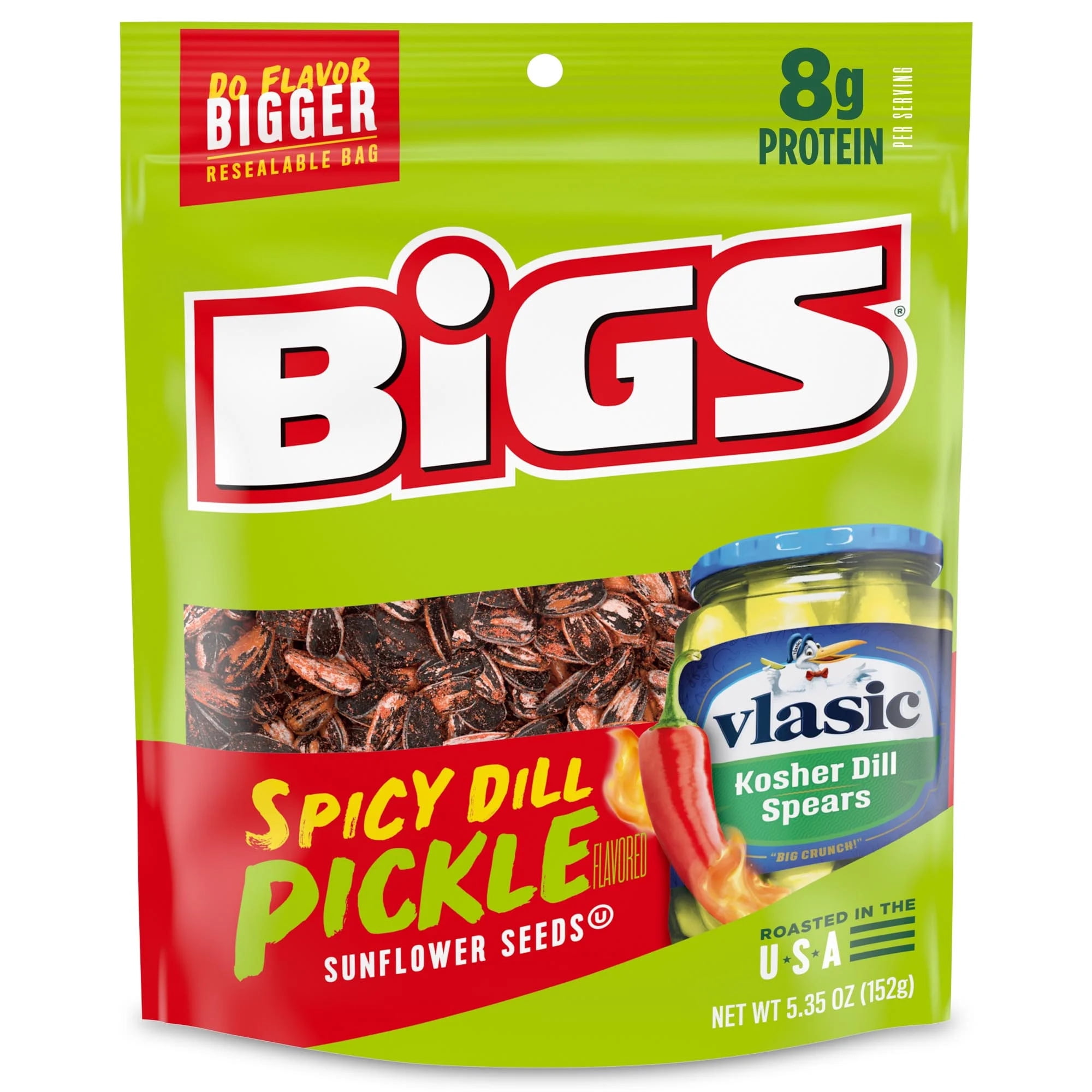 BIGS Vlasic Spicy Dill Pickle Flavored Sunflower Seeds, 5.35 oz