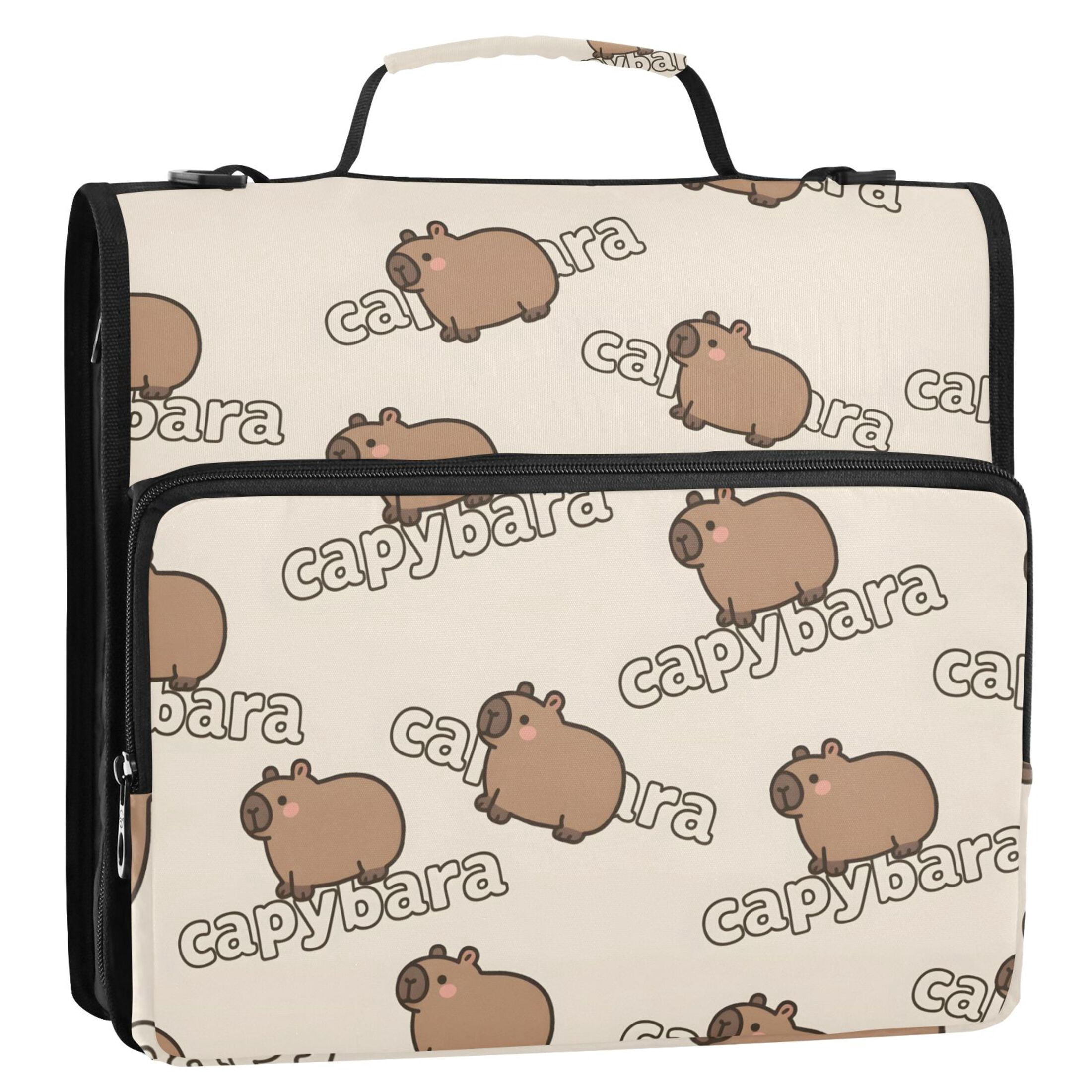 ALAZA Zipper Binder Capybaras Cute 3 Ring Trapper Keeper File Folder Organizer Bag