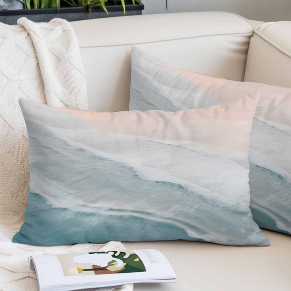 Beach Coastal Pillow Covers 20x26 Inch Standard Size, Blue Nautical Summer Ocean Seaside Decorative Pillowcase with Zipper, Microfiber Pillow Protector, Breathable Pillowcases for Couch Sofa Bed