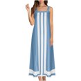 thumbnail image 7 of Kaemgyyd Sundresses for Women Fashion Stripes Sleeveless Casual Loose Midi Dress Square Collar Flowy Tank Dresses for Beach Vaction, 7 of 7