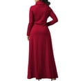 thumbnail image 5 of Vestidos largos de mujer con bolsillos y manga larga y lazo para fiesta de noche, 5 of 5