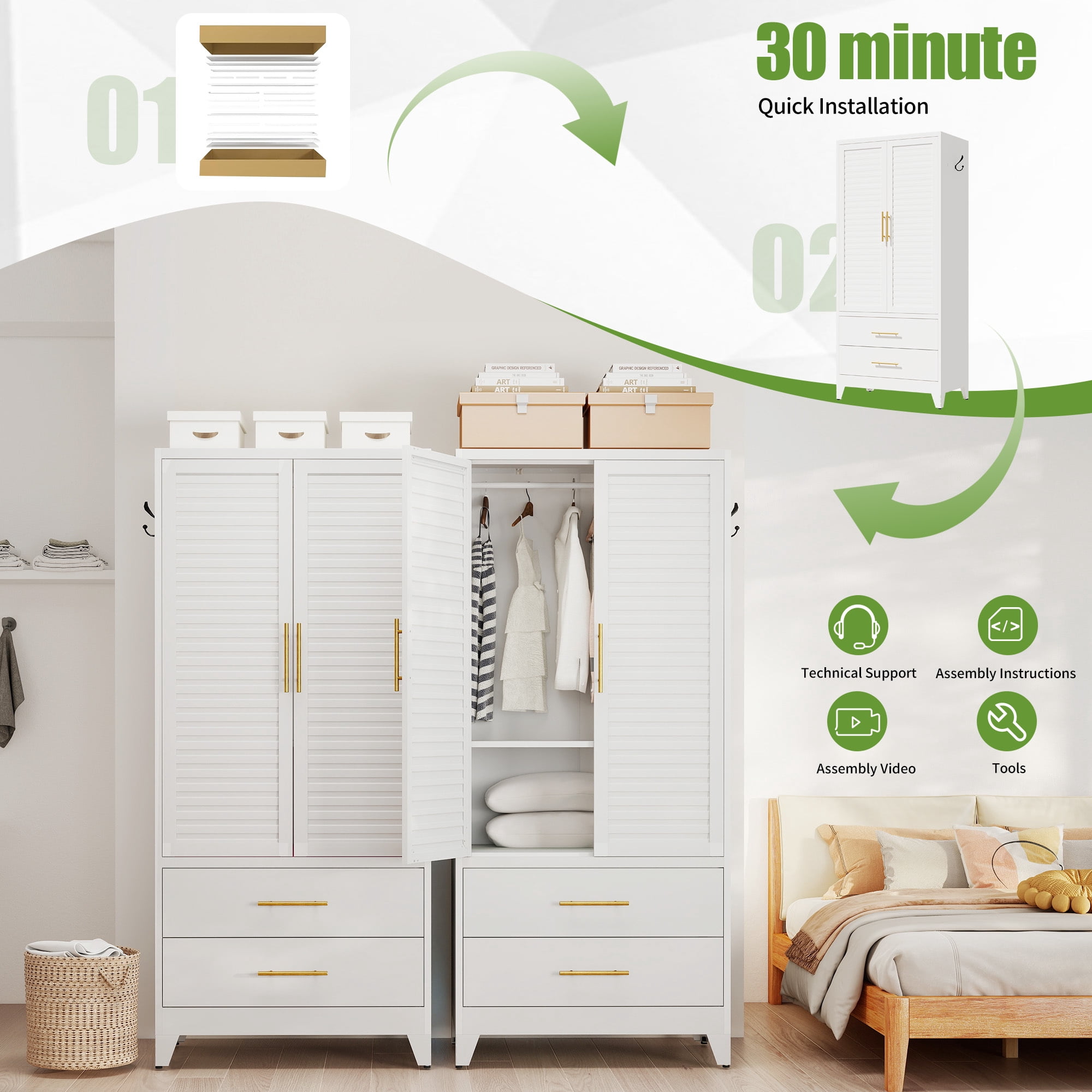 avobird 20 Inch Cabinet(White)