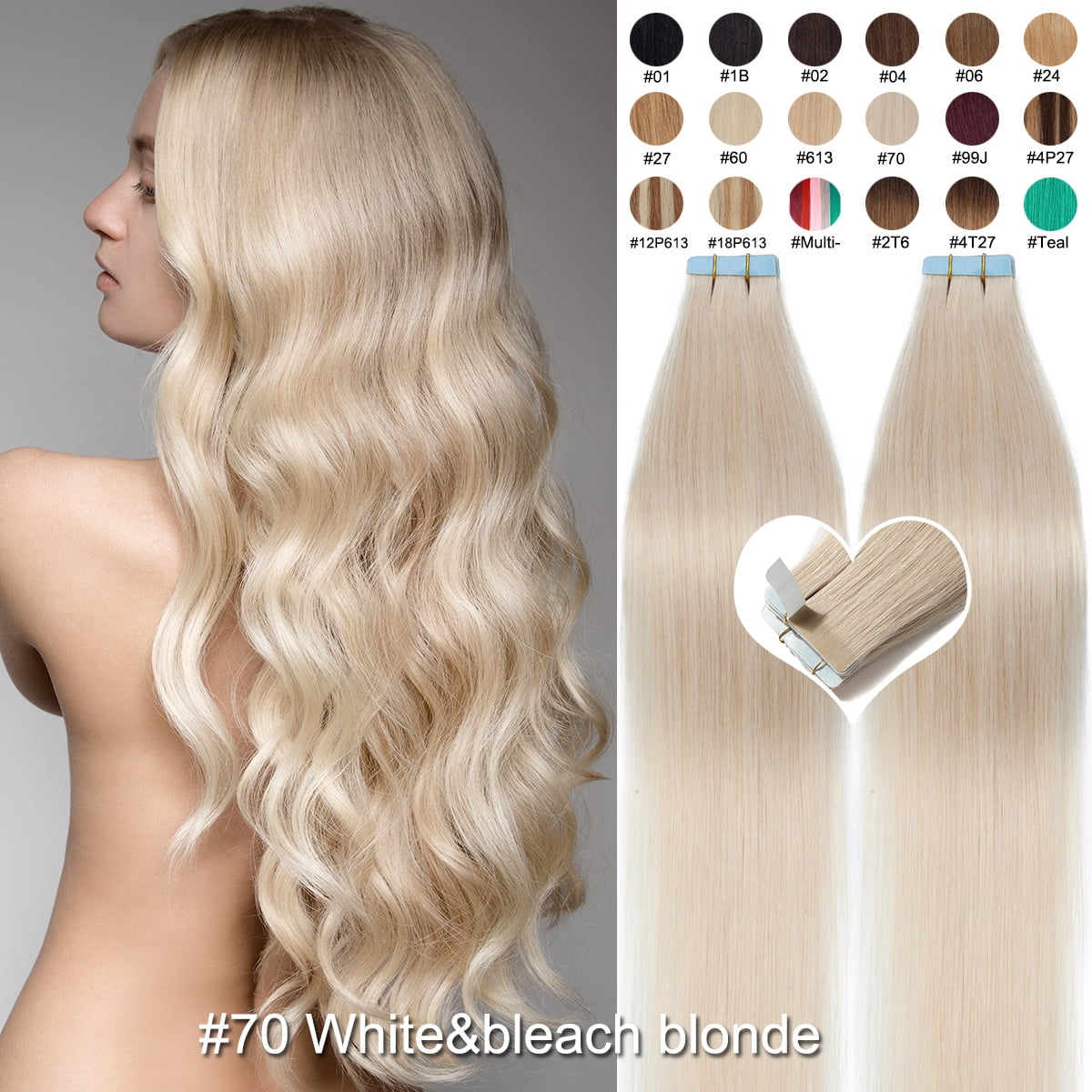 SEGO Tape in Hair Extensions 100% Real Remy Human Hair Long Straight Gold Hair Acessories Clearance
