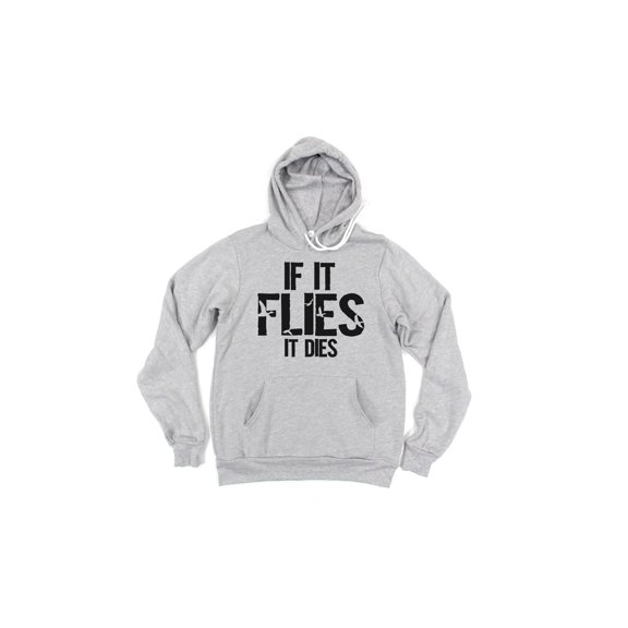 Duck Hunting Hoodie, If It Flies It Dies, Duck Hunting Gift, Waterfowl Hunting, Gift For Duck Hunter, Hunting Gift, Waterfowl Hoodie, Grey (Black Text), LARGE