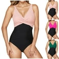 thumbnail image 5 of CHGBMOK Womens One Piece Swimsuit Tummy Control Bathing Suit Solid V Neck Swim Suit Trendy Ruched Criss Cross Swimwear, 5 of 5