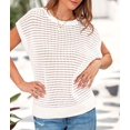 thumbnail image 3 of Top Prettygarden para mujer, primavera-verano, manga de ganchillo, color blanco, 3 of 9