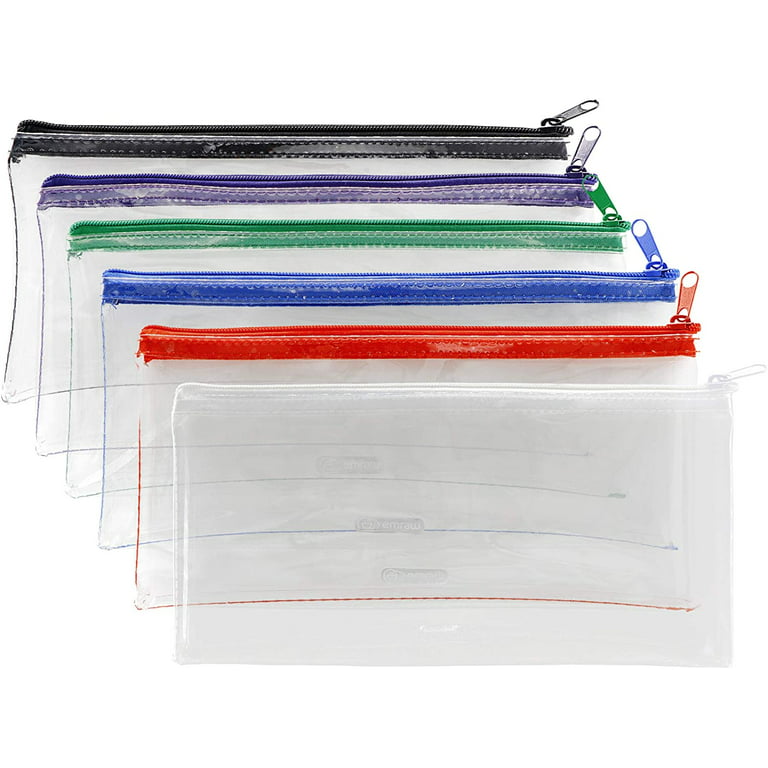 Clear Plastic Pencil Pouch with Zipper, Waterproof File Bags, Invoice  Pouches for Student, School,Office, College, Cosmetics (Pack of 6) - by  Emraw