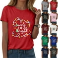 thumbnail image 2 of larppty Christmas Shirt Merry and Bright Christmas T-Shirts Women Xmas Lights Graphic Shirts Christmas Holiday Top (Red, 3XL), 2 of 8