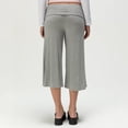 thumbnail image 6 of Womens Fold Over Gaucho Pants Culottes Low Rise Capris Foldover Flowy Going Out Flare Bottoms Wide Leg Capri Pants Gray XL, 6 of 8