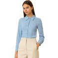 thumbnail image 1 of Unique Bargains Chemise Décontractée à Col en V Manches Longues pour Femmes, 1 of 6