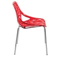 thumbnail image 3 of LeisureMod Chaise de Salle à Manger Moderne avec Pieds Chromés, Ensemble de 2 (Rouge), 3 of 5
