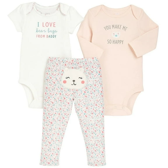 Carters Baby Girls 3pc Top & Leggings Outfit Set Size 24M Pink Multi Bear Flower