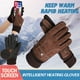 thumbnail image 3 of Guantes de piel de cerdo para hombre - con forro polar - compatibles con pantalla táctil - para montar a caballo en invierno - cortaviento y cálidos, 3 of 8