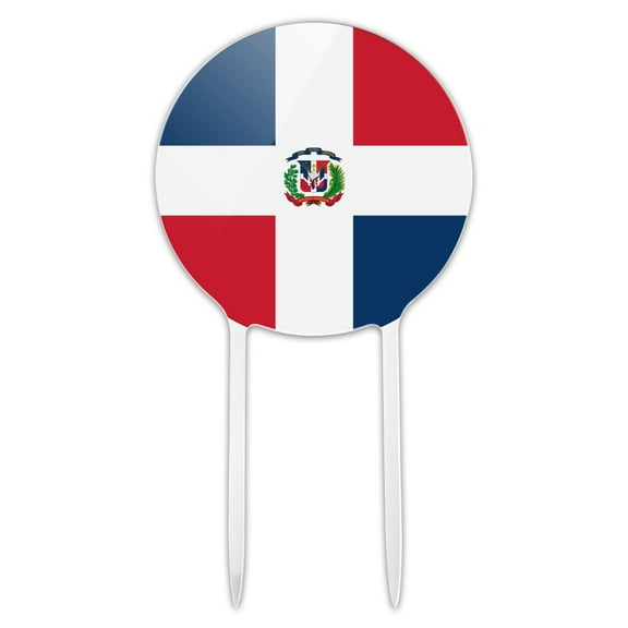 Acrylic The Dominican Republic Country Flag Cake Topper Party Decoration for Wedding Anniversary Birthday Graduation