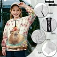 thumbnail image 6 of Uourmeti Flower Funny Capybara Pattern Kids Christmas Hoodies Half Zipper Sweatshirt Pullover Sweatshirts Festive Holiday Wear for Party Celebration Gift Size 9-10, 6 of 7